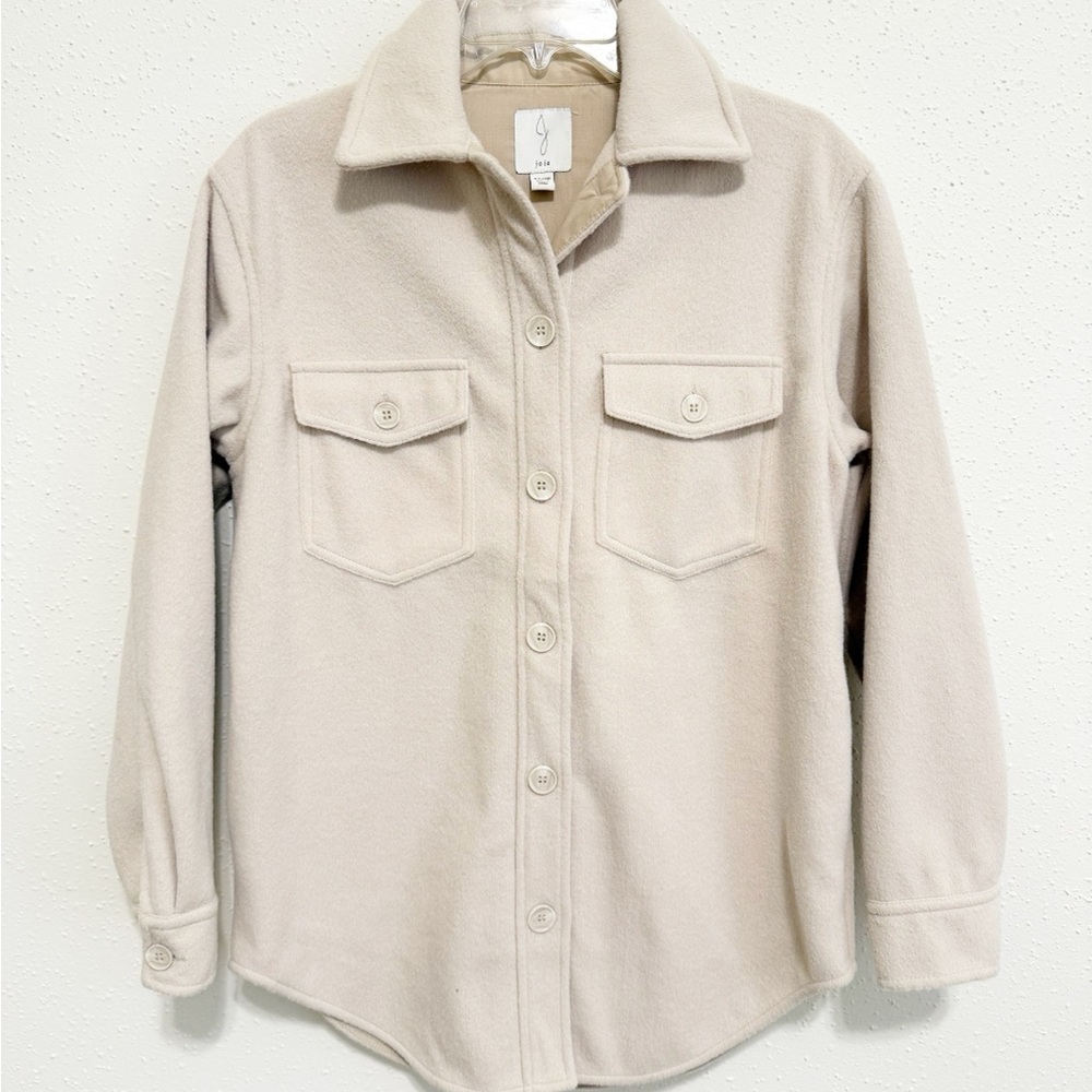 Joie Light Tan Oatmeal Oversized Button Down Shacket